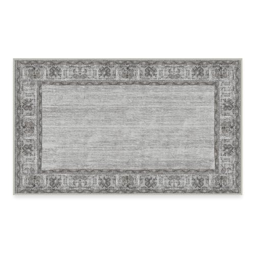 RUGGABLE Zinnia Runner Rug - Perfect Boho Washable Rug for Entryway Hallway Kitchen - Pet & Child Friendly - Stain & Water Resistant - Grey 2.5&