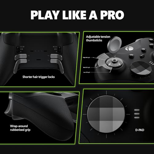Xbox Elite Wireless Gaming Controller Series 2 – Black – Xbox Series X|S, Xbox One, Windows PC, Android, and iOS - Elite Series 2 Black Edition
