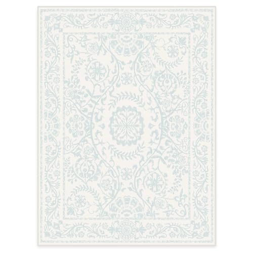 RUGGABLE Washable 2x3 Area Rug, Delphina Delft Blue, Premium Vintage Rugs for Living Room, Bedroom, Kitchen, Office, Classroom with Gripper Non Slip Pad