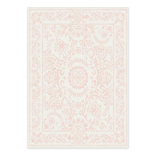 RUGGABLE Washable 2x3 Area Rug, Delphina Delft Blue, Premium Vintage Rugs for Living Room, Bedroom, Kitchen, Office, Classroom with Gripper Non Slip Pad