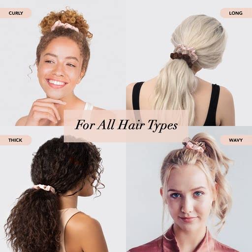 Kitsch 5 Count Velvet Hair Scrunchies for Women - Hair Ties for Thick Hair, Girls, Women, Cute Scrunchies, Soft Hair Accessories, Blush/Mauve