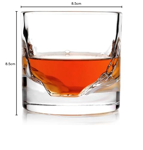 LIITON Heavy Crystal Whiskey Glasses Gift Set, Thick Freezable Bourbon Glass 1lb Each, Premium Whiskey Gifts for Men, Frozen Crystal Chills Cocktails Featuring Grand Canyon Glasses Set of 2, 10 oz
