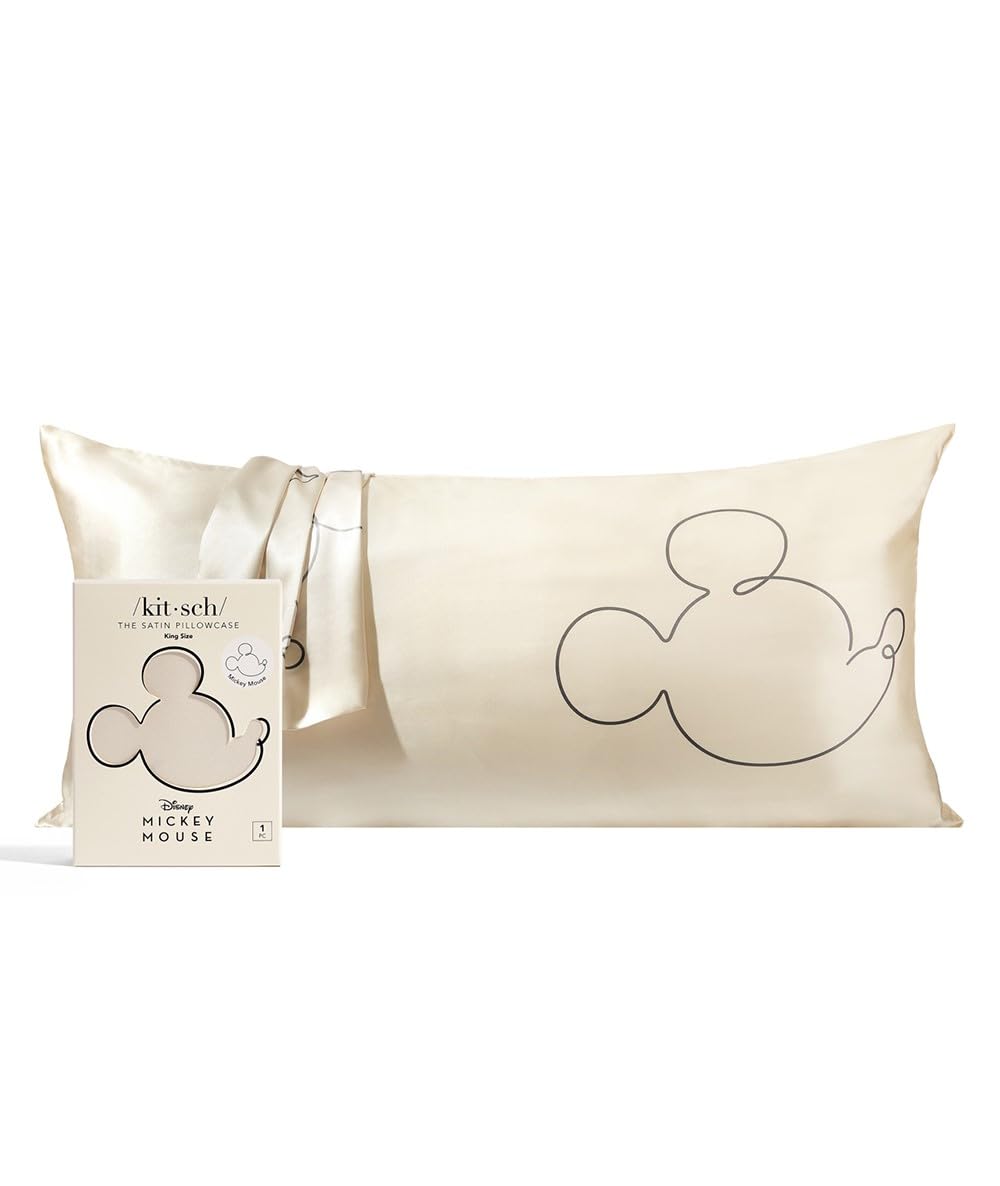 Kitsch Satin Pillowcase with Zipper for Hair & Skin, Softer Than Silk Pillow Cases Queen, Smooth Pillow Covers, Machine Washable, Wrinkle-Free, Cooling Satin Pillow Cases Standard Size 19"x26", Ivory