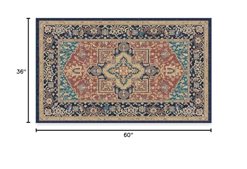 RUGGABLE Maral Heriz Washable Rug - Perfect Vintage Area Rug for Living Room Bedroom Kitchen - Pet & Child Friendly - Stain & Water Resistant - Creme 3&