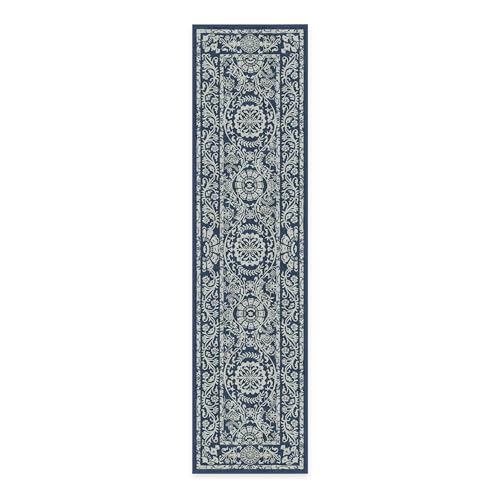 RUGGABLE Washable 2x3 Area Rug, Delphina Delft Blue, Premium Vintage Rugs for Living Room, Bedroom, Kitchen, Office, Classroom with Gripper Non Slip Pad