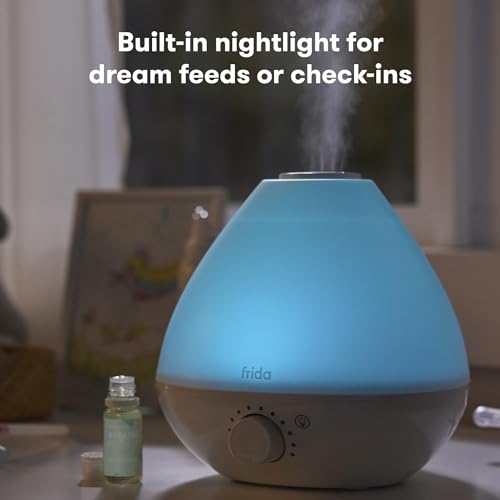 Frida Baby 3-in-1 Cool Mist Humidifier for Baby with Diffuser + Nightlight, Baby Humidifier for Bedroom, Nursery + Large Rooms, Quiet, Auto Shut Off, Runs +24hrs