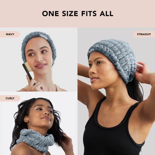 Kitsch Spa Extra Wide Facial Headband - Multipurpose Skincare Spa Headband for Washing Face - Makeup Headband & Skincare Headband for Women - Hair Band Ideal for Face Wash (Misty Blue)