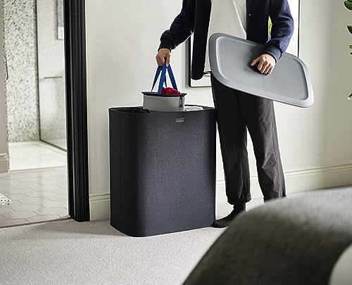 Joseph Joseph Tota - Trio 90-liter Laundry Hamper Separation Basket with lid, 3 Removable Washing Bags with Handles- Ecru