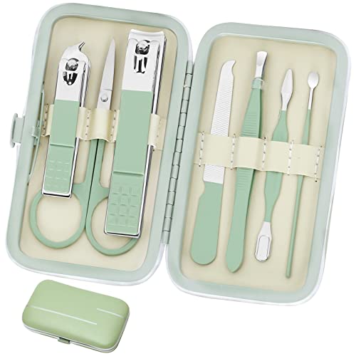 Manicure Set Professional Grooming Kits, Nail Clippers Pedicure Kit 8pcs Nail Kit Pedicure Set Tools with Aceoce Travel Case for Women Men Home or Salon Gift