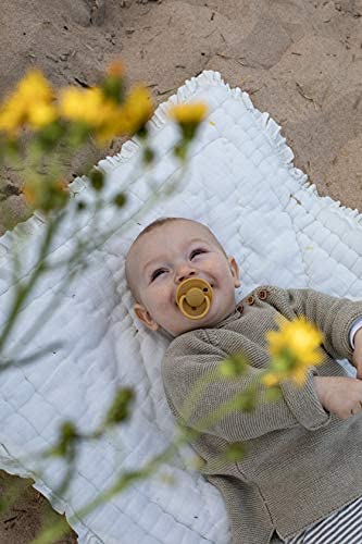 BIBS De Lux Baby Pacifier 2-Pack | Made in Denmark | BPA Free Dummy Soother, Round Nipple. Natural Rubber Latex, Size 2 (6-18 Months), Vanilla/Dark Oak