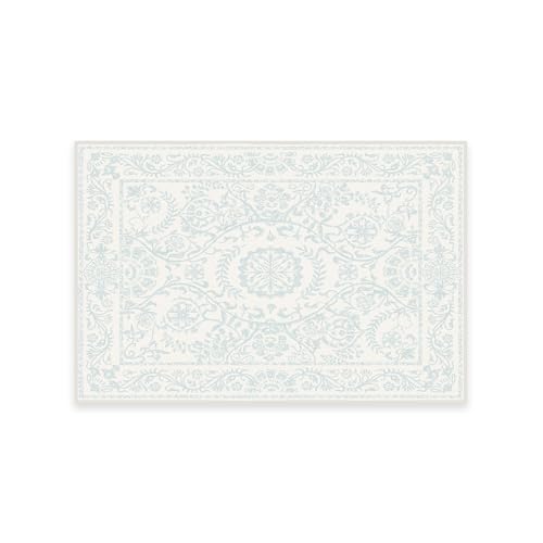 RUGGABLE Washable 2x3 Area Rug, Delphina Delft Blue, Premium Vintage Rugs for Living Room, Bedroom, Kitchen, Office, Classroom with Gripper Non Slip Pad