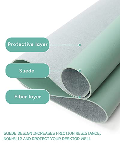 Non-Slip Desk Pad,Mouse Pad,Waterproof PVC Leather Desk Table Protector,Ultra Thin Large Desk Blotter, Easy Clean Laptop Desk Writing Mat for Office Work/Home/Decor(Pink, 23.6" x 13.7")