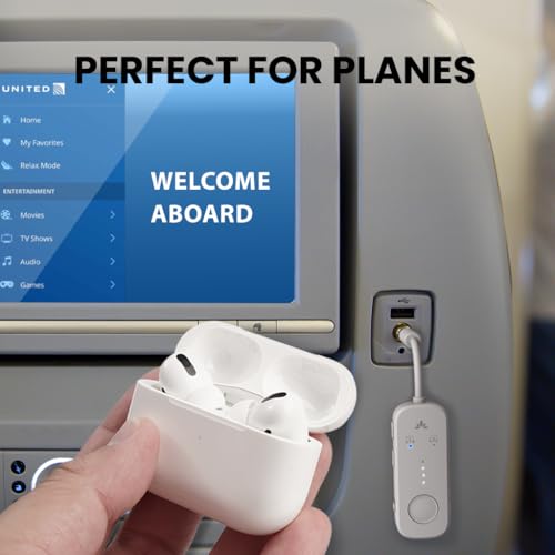 Avantree Relay - Premium Airplane Bluetooth 5.3 Adapter, Supports 2 AirPods or Headphones with aptX-Low Latency - 3.5mm AUX Jack Wireless Audio Transmitter for Planes, Travel, Airline, TV, Gym, Tablet