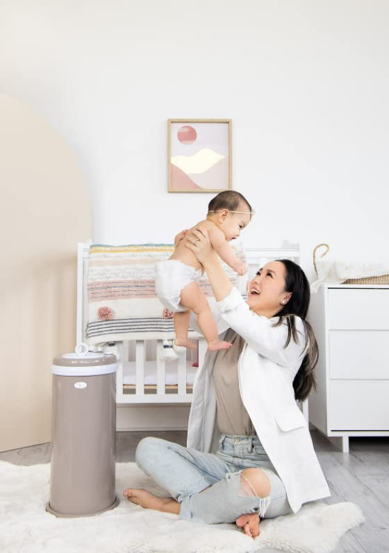 Ubbi Steel Odor Locking, No Special Bag Required Money Saving, Awards-Winning, Modern Design Registry Must-Have Diaper Pail, Taupe