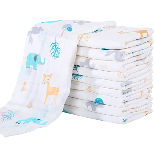 Yoofoss Muslin Burp Cloths for Baby 10 Pack 100% Cotton Baby Washcloths for Boys Girls Large 20&