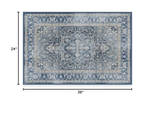 RUGGABLE Kamran Washable Rug - Perfect Vintage Area Rug for Living Room Bedroom Kitchen - Pet & Child Friendly - Stain & Water Resistant - Hazel 5&