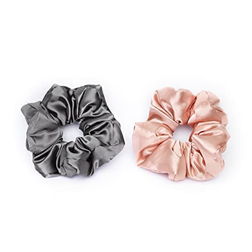 Kitsch 5 Count Velvet Hair Scrunchies for Women - Hair Ties for Thick Hair, Girls, Women, Cute Scrunchies, Soft Hair Accessories, Blush/Mauve