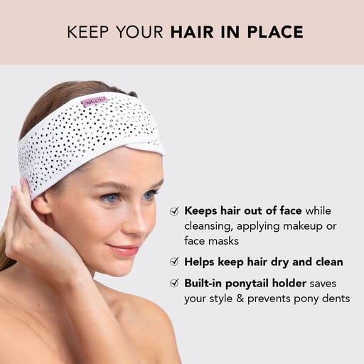 Kitsch Spa Multifunctional Microfiber Headband - Facial Skincare and Hair Band for Makeup Application, Face Washing | Micro Dot Design