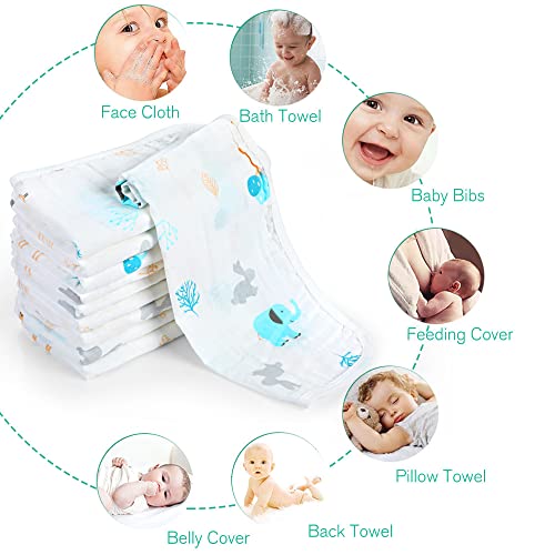 Yoofoss Muslin Burp Cloths for Baby 10 Pack 100% Cotton Baby Washcloths for Boys Girls Large 20&