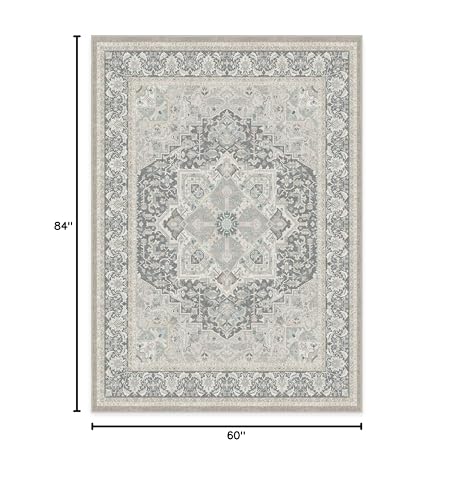 RUGGABLE Hendesi Heriz Washable Rug - Perfect Antique Vintage Area Rug for Living Room Bedroom Kitchen - Pet & Child Friendly - Stain & Water Resistant, Non-Slip - Abalone 2&