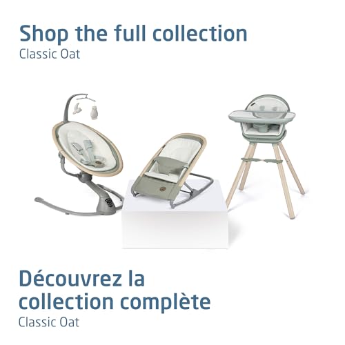 Maxi-Cosi Cassia Baby Swing, infant swing, automatic motion sensor, music, toys, recline, portable, 360 degree rotation, lightweight & foldable, Horizon Sand