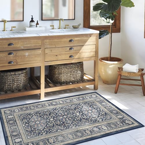 RUGGABLE – Alessia Dark Wood – Machine Washable Area Rug – Pet & Child Friendly – Stain & Water Resistant – Non-Slip – 5&