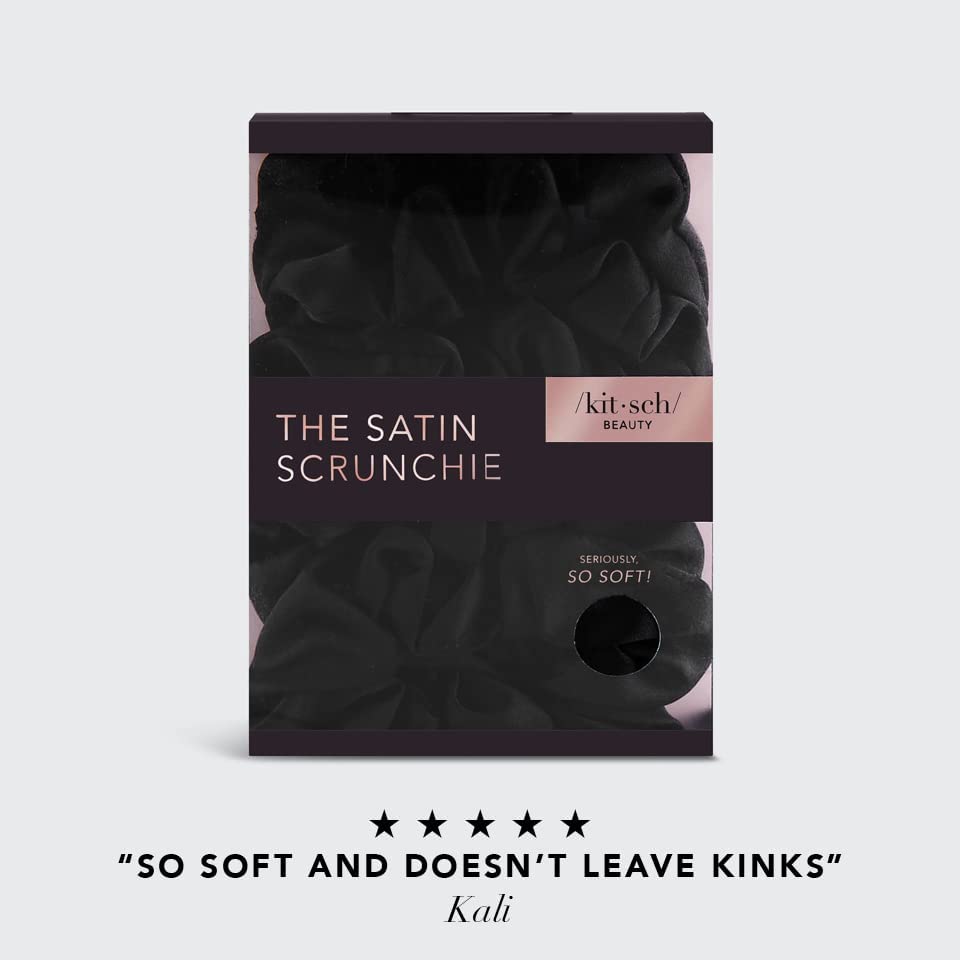 Kitsch 5 Count Velvet Hair Scrunchies for Women - Hair Ties for Thick Hair, Girls, Women, Cute Scrunchies, Soft Hair Accessories, Blush/Mauve