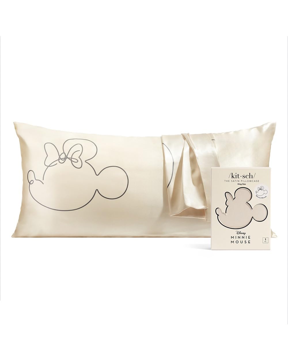 Kitsch Satin Pillowcase with Zipper for Hair & Skin, Softer Than Silk Pillow Cases Queen, Smooth Pillow Covers, Machine Washable, Wrinkle-Free, Cooling Satin Pillow Cases Standard Size 19"x26", Ivory