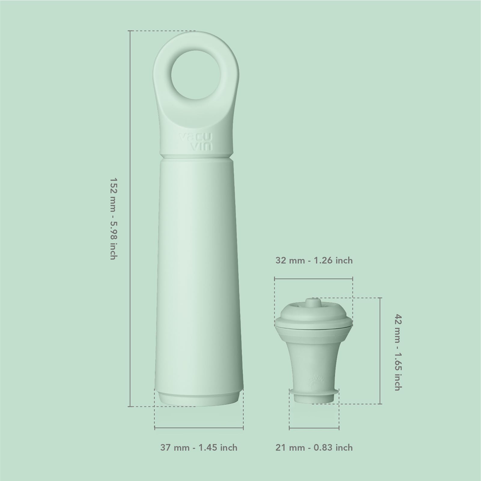 Vacu Vin Wine Saver Loop - Designed and Made in the Netherlands - Vacuum Wine Stopper Keeps Your Wine Fresh for up to 10 Days - Reusable, Made with 98% Recycled Material - 1 Pump, 1 Stopper, Sand