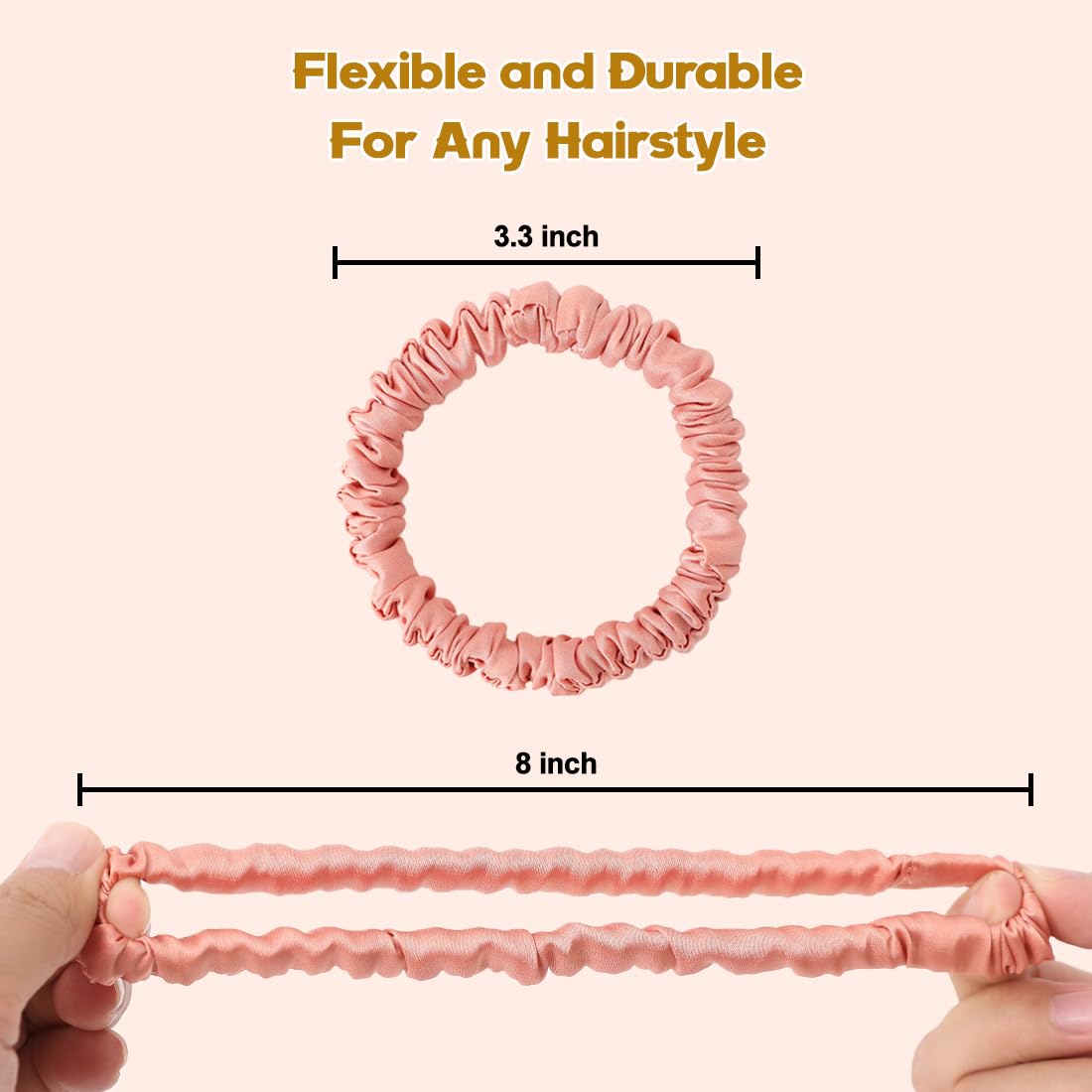 Silk Hair Ties, 100% Mulberry Silk Scrunchies for Hair, Elastic Ponytail Holders No Damage, Scrunchies for Women Girls