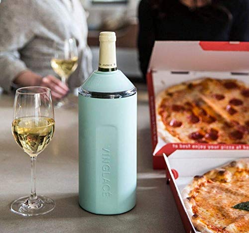 Vinglacé Wine Bottle Chiller- Portable Champagne Insulator- Stainless Steel Wine Cooler Sleeve, White