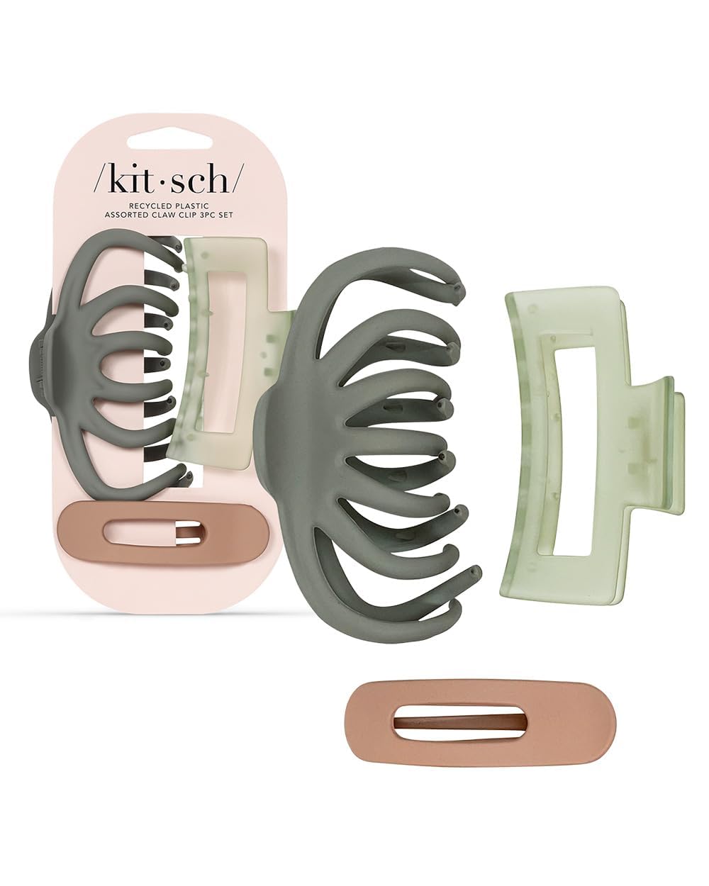 Kitsch Large Assorted Hair Clips for Women - Medium Open Shape Hair Claw Clips for Thick Hair | Small Open Shape Hair Clip & Big Claw Clip for Teen Girls | Hair Styling Accessories, 3 pcs