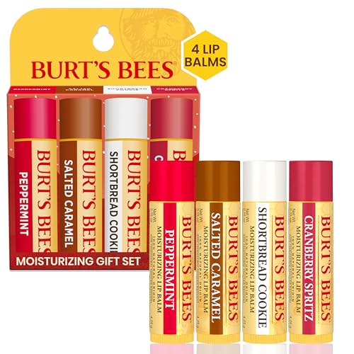 Burt’s Bees Christmas Gifts, 4 Lip Balm Stocking Stuffers Products, Beeswax Bounty Classic Set - Original Beeswax Moisturizing Lip Balm (4-Pack)