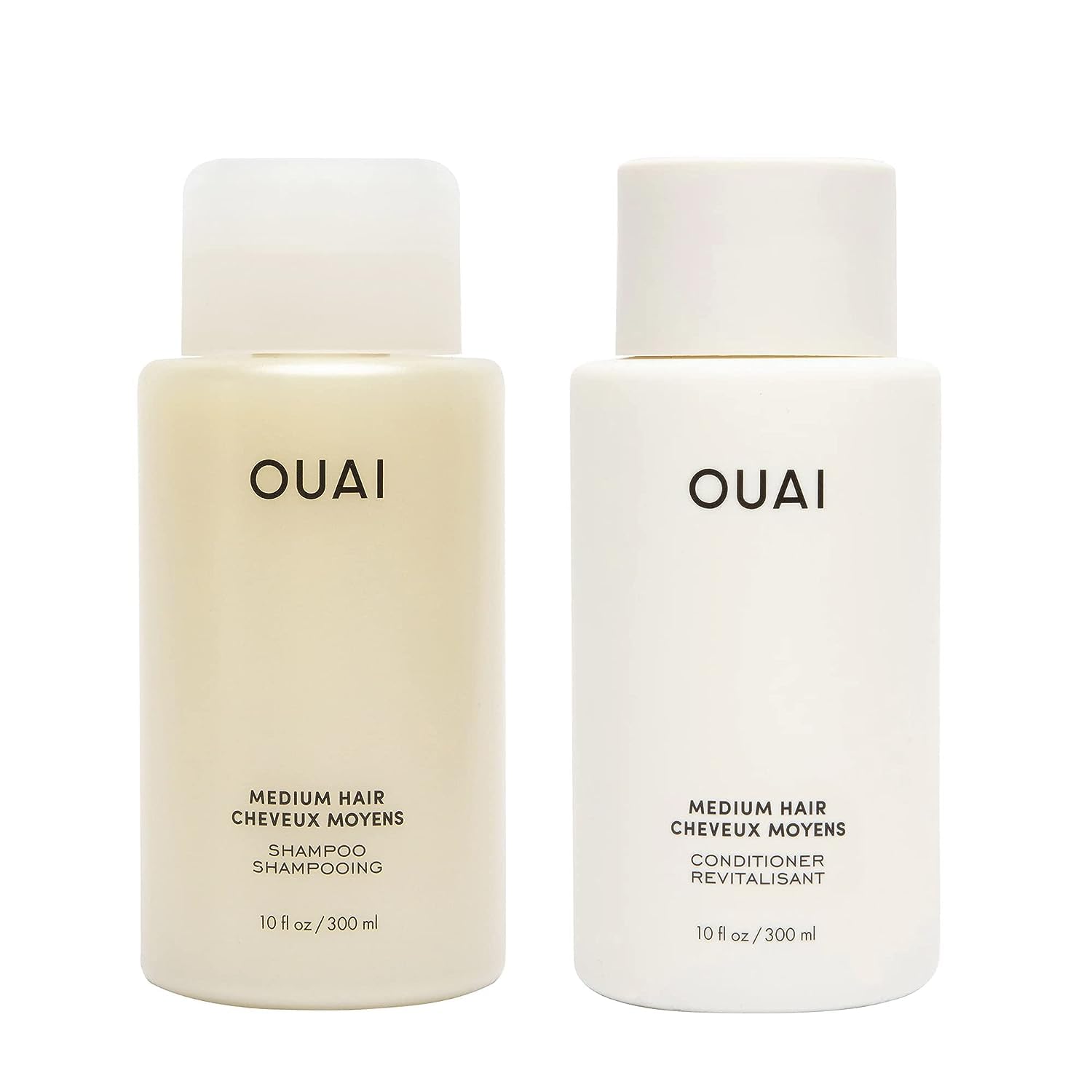 OUAI Fine Shampoo and Conditioner Set - Sulfate Free Shampoo and Conditioner for Fine Hair - Made with Keratin, Marshmallow Root, Shea Butter & Avocado Oil - Free of Parabens & Phthalates (10 Fl Oz)