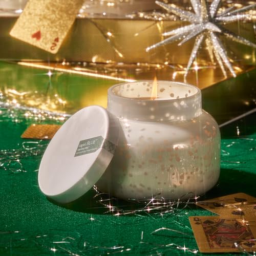 Capri Blue Holiday Mercury Jar Candle - Soy Candle Blend - Fall Candles for Home Scented with Frosted Fir, Snowy Woods, Pine & Sage - Pine Candle for Holiday Decor - Signature (Crystal Pine, 19 oz)