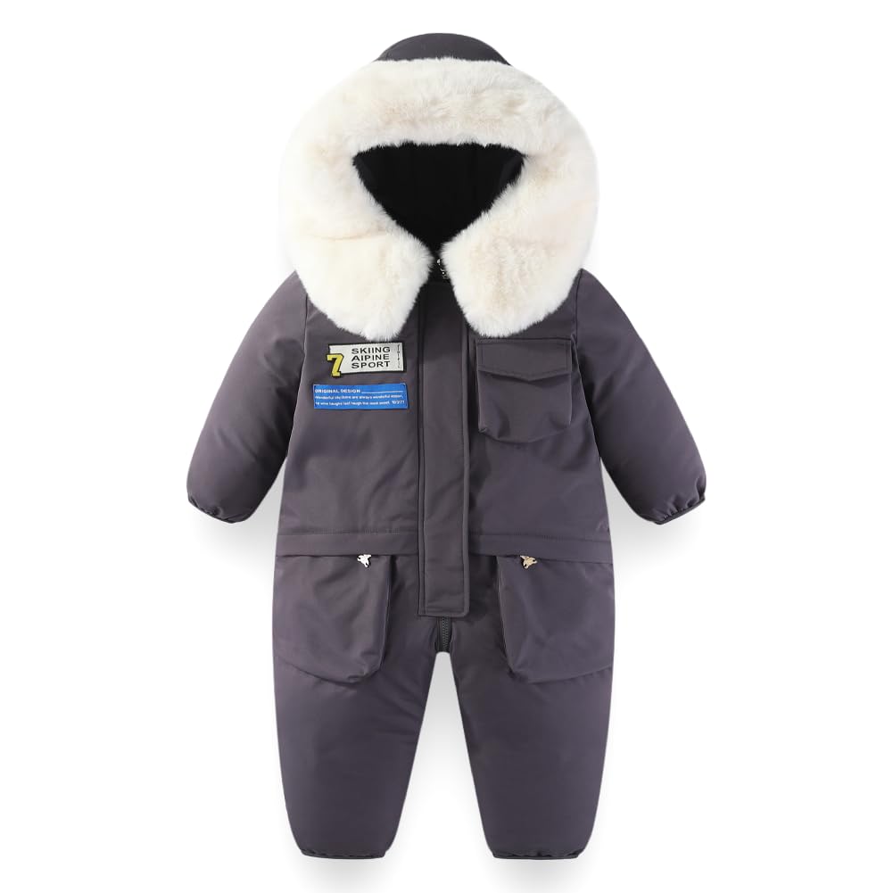 Xifamniy Toddler Snowsuit 2T 3T 4T 5T Ski Suit Baby Boy Girl Winter Clothes Coat Outwear Snow Suit Hooded Romper Jumpsuit