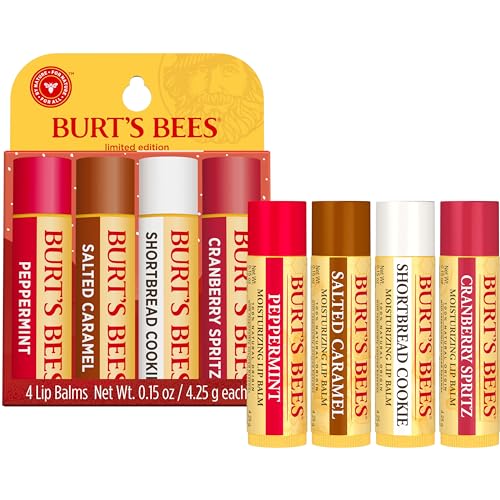 Burt’s Bees Christmas Gifts, 4 Lip Balm Stocking Stuffers Products, Beeswax Bounty Classic Set - Original Beeswax Moisturizing Lip Balm (4-Pack)