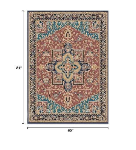 RUGGABLE Maral Heriz Washable Rug - Perfect Vintage Area Rug for Living Room Bedroom Kitchen - Pet & Child Friendly - Stain & Water Resistant - Creme 3&