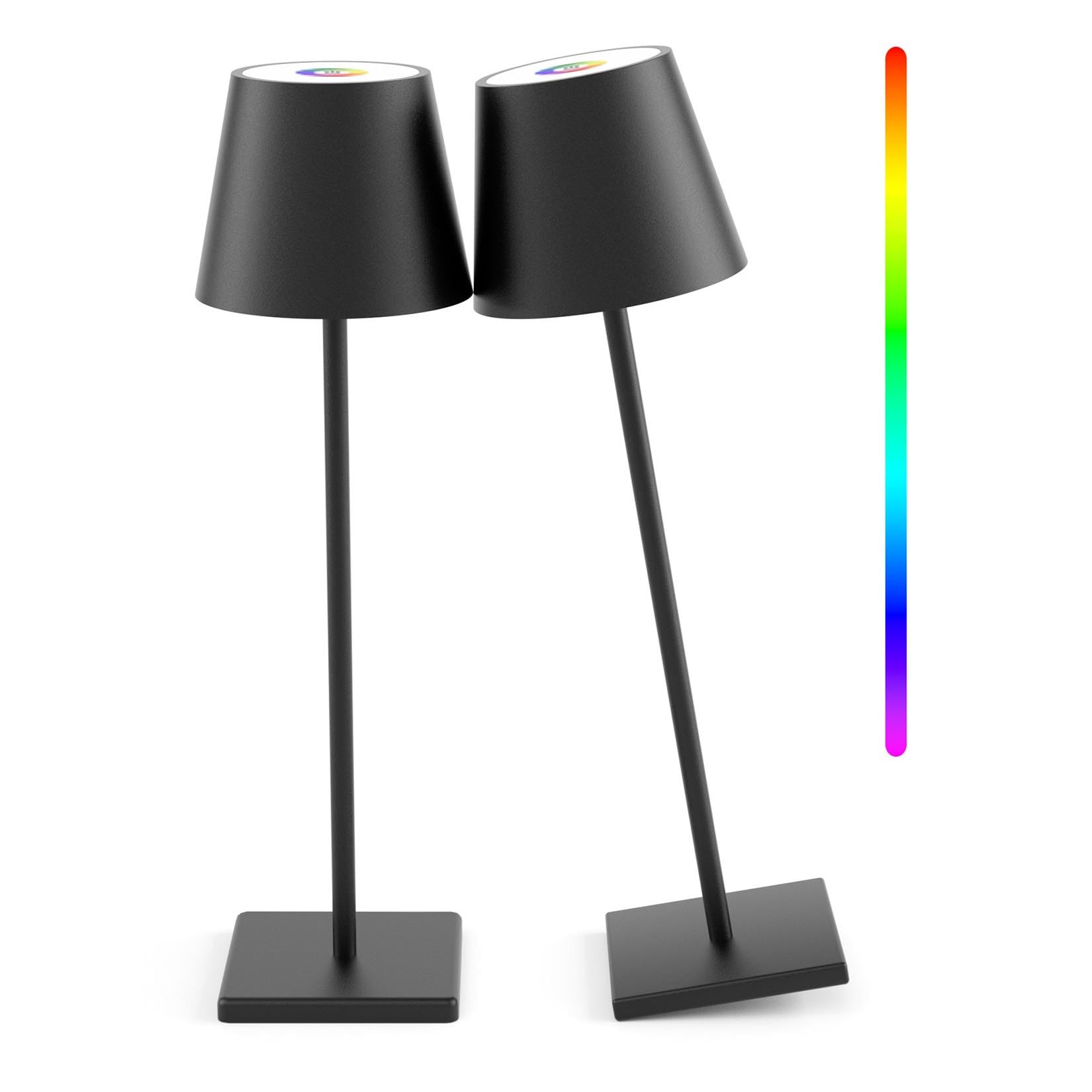 2-Pack LED Cordless Table Lamp, Rechargeable Battery Desk lamp 3W 5500mAh Battery Operated Stepless Dimming Modern Portable Table Light for Restaurant/Bedroom/Outdoor IP54 Waterproof (Off White)