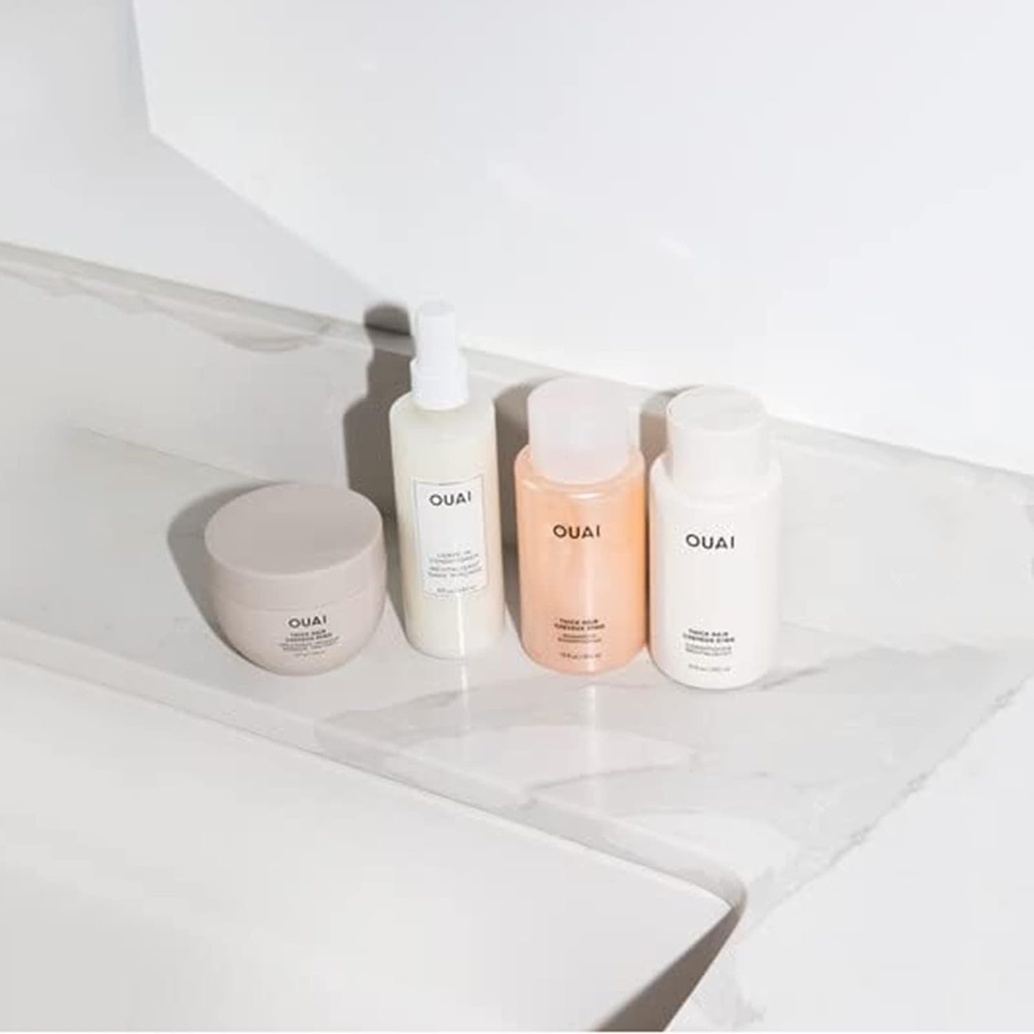 OUAI Fine Shampoo and Conditioner Set - Sulfate Free Shampoo and Conditioner for Fine Hair - Made with Keratin, Marshmallow Root, Shea Butter & Avocado Oil - Free of Parabens & Phthalates (10 Fl Oz)