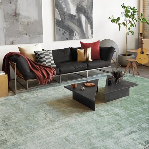 RUGGABLE Impasto Washable Rug - Perfect Modern Area Rug for Living Room Bedroom Kitchen - Non-Slip, Pet & Child Friendly, Stain & Water Resistant - Durable - Sage Green 3&