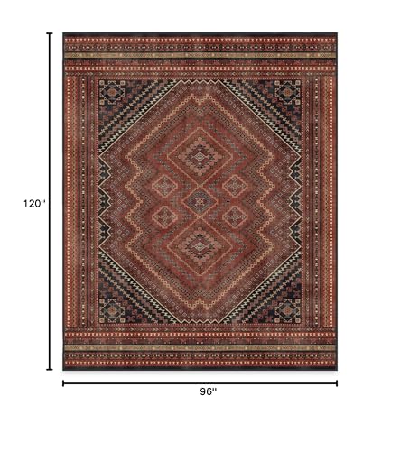 RUGGABLE Kaden Washable Rug - Perfect Vintage Area Rug for Living Room Bedroom Kitchen - Pet & Child Friendly - Stain & Water Resistant - Amber Red 3&