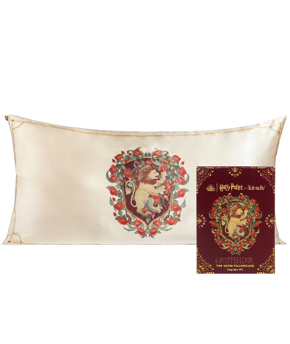Kitsch Satin Pillowcase with Zipper for Hair & Skin, Softer Than Silk Pillow Cases Queen, Smooth Pillow Covers, Machine Washable, Wrinkle-Free, Cooling Satin Pillow Cases Standard Size 19"x26", Ivory