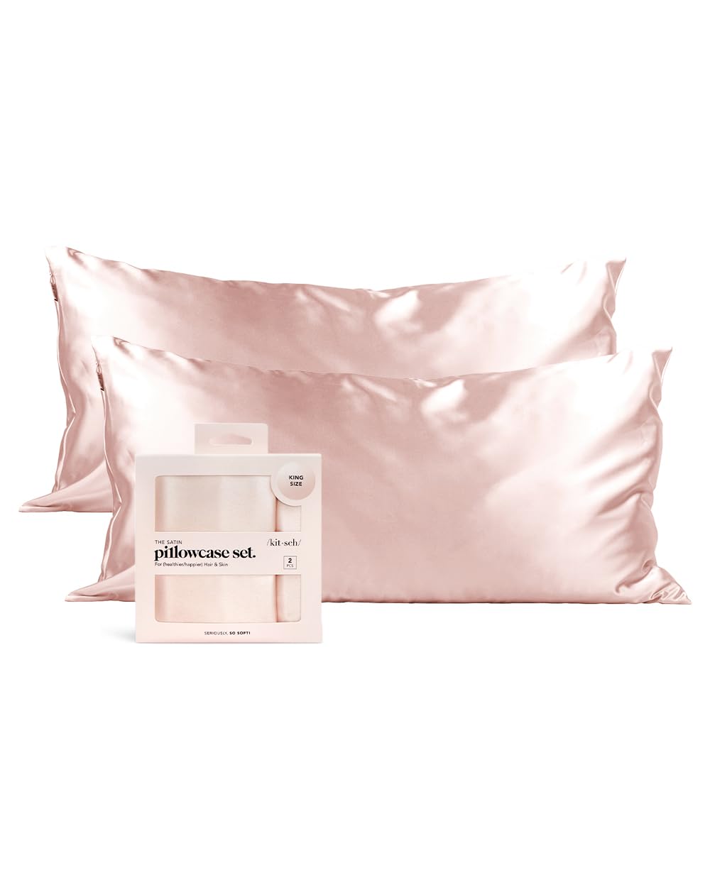 Kitsch Satin Pillowcase with Zipper for Hair & Skin, Softer Than Silk Pillow Cases Queen, Smooth Pillow Covers, Machine Washable, Wrinkle-Free, Cooling Satin Pillow Cases Standard Size 19"x26", Ivory