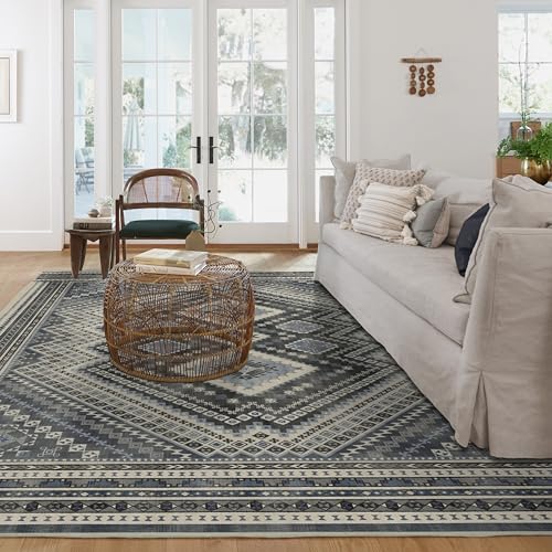 RUGGABLE Kaden Washable Rug - Perfect Vintage Area Rug for Living Room Bedroom Kitchen - Pet & Child Friendly - Stain & Water Resistant - Amber Red 3&