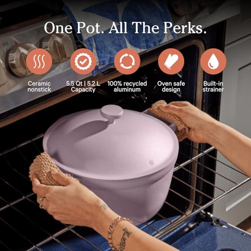 Our Place Perfect Pot - 5.5 Qt. Nonstick Ceramic Sauce Pan with Lid | Versatile Cookware for Stovetop and Oven | Steam, Bake, Braise, Roast | PTFE and PFOA-Free | Toxin-Free, Easy to Clean | Steam