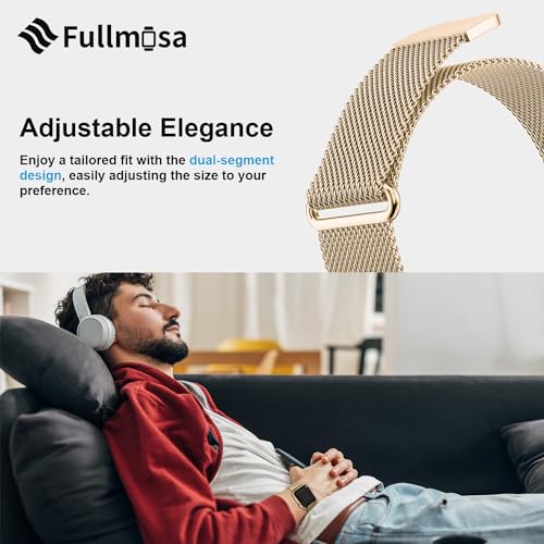 Fullmosa Compatible with Apple Watch Band 49mm 46mm 45mm 44mm 42mm 41mm 40mm 38mm Women Men, Stainless Steel Milanese Loop Replacement iWatch Bands Ultra 2/1 Series 10 9 8 7 6 5 4 3 2 1 SE