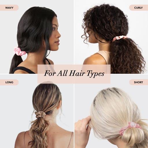 Kitsch 5 Count Velvet Hair Scrunchies for Women - Hair Ties for Thick Hair, Girls, Women, Cute Scrunchies, Soft Hair Accessories, Blush/Mauve