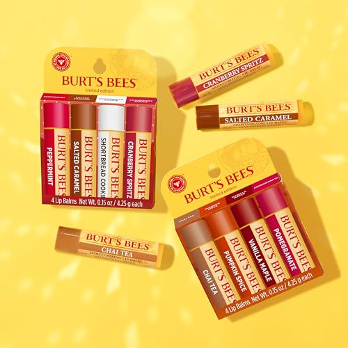 Burt’s Bees Christmas Gifts, 4 Lip Balm Stocking Stuffers Products, Beeswax Bounty Classic Set - Original Beeswax Moisturizing Lip Balm (4-Pack)