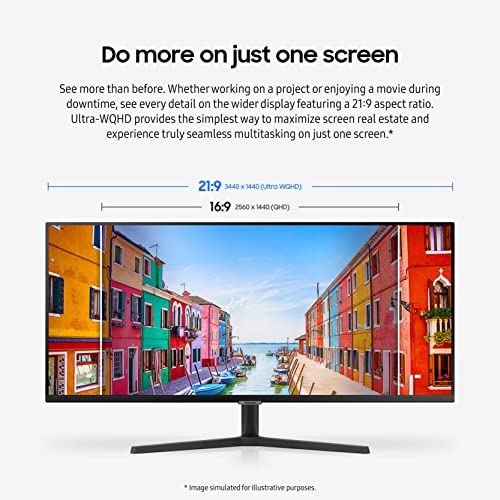 SAMSUNG 34-Inch ViewFinity S65TC Series Ultra-WQHD 1000R Curved Computer Monitor, HDR10, 100Hz, AMD FreeSync, Thunderbolt 4, Height Adjustable Stand, Built-in Speakers, Eye Care, LS34C650TANXGO, 2024
